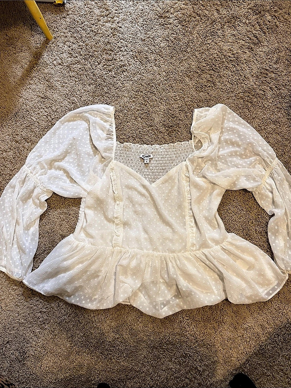 Express White Swiss Dot Blouse